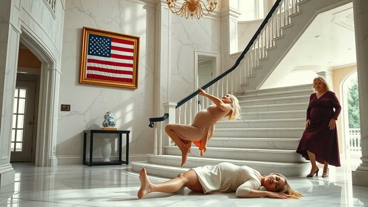 A Pregnant Wife Falls Down Stairs After Her Stepmother Pushes Her