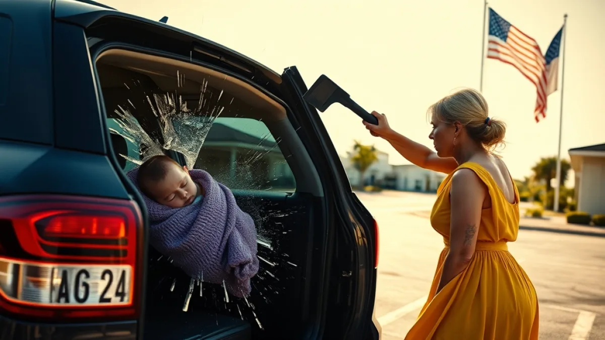 A Mother Smashes Car Window To Save Her Trapped Children