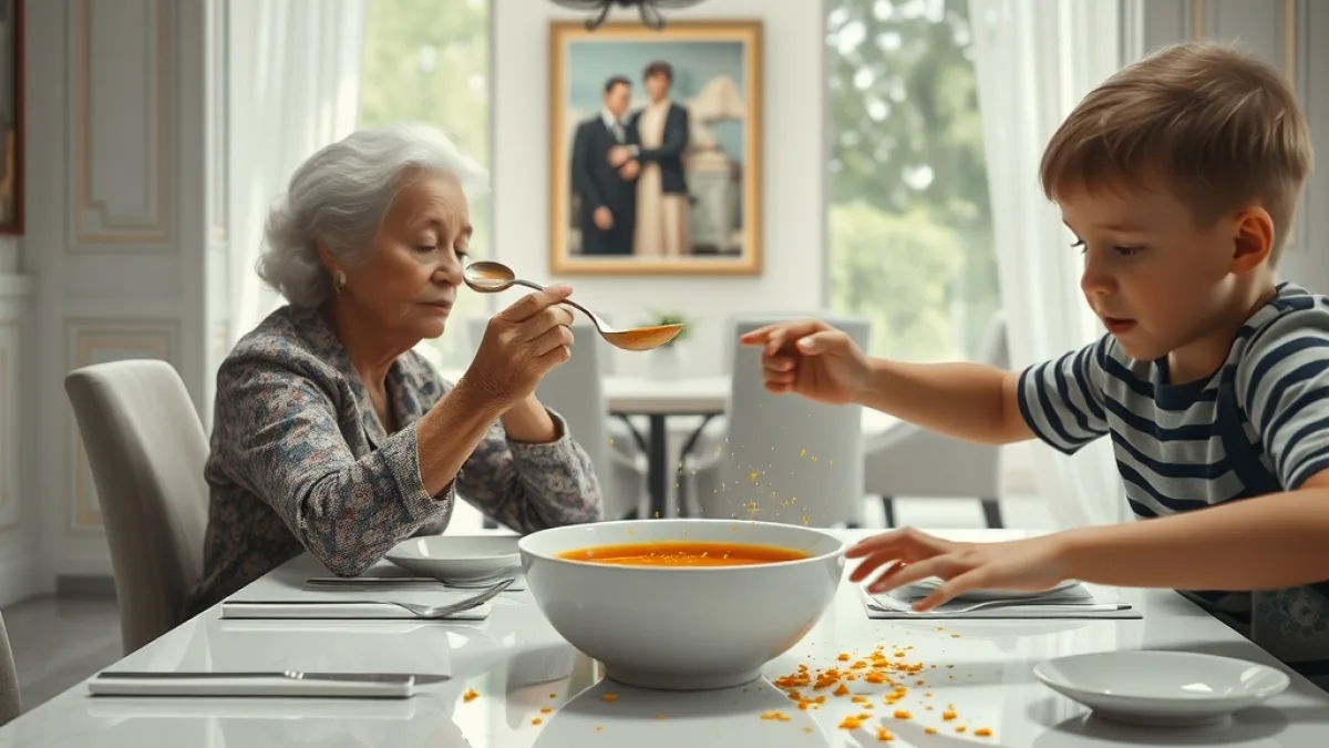 The Grandson Knocked Over The Soup Before She Took A Sip