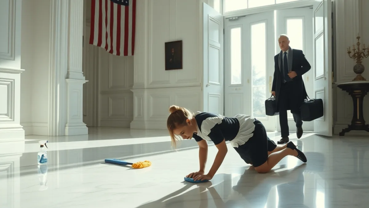 He Returned Home Early And Found His Wife Scrubbing Marble Floors