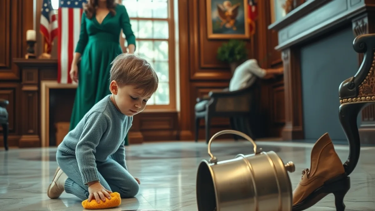 A Father Finds His Son Crying on the Marble Floor