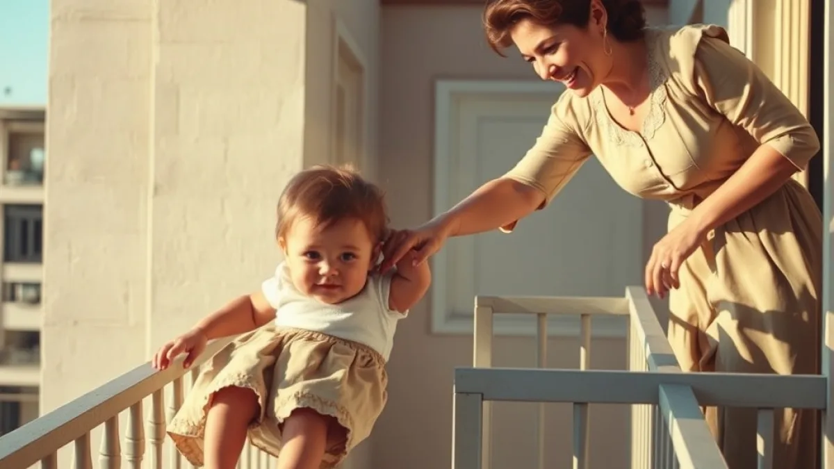 Wealthy Woman Pushes Toddler off Balcony Before Maid Slides to Catch Her