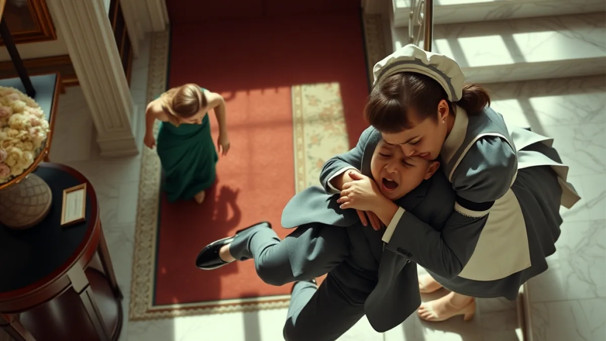 The Rich Stepmother Pushed The Boy Down The Stairs